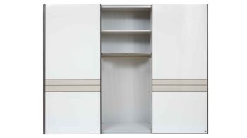 Komplettzimmer Interliving aus Holz in Hellgrau Interliving Schlafzimmer Serie 1032 – Komplettzimmer mit Wäschekommode Kieselgrau & Weiß - Liegefläche ca. 180 x 200 cm