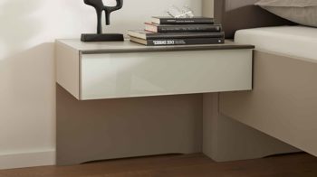 Komplettzimmer Interliving aus Holz in Hellgrau Interliving Schlafzimmer Serie 1032 – Komplettzimmer Kieselgrau & Weiß - vierteilig, Liegefläche ca. 180 x 200 cm