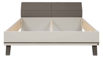 Bettgestell Interliving aus Holz in Hellgrau Interliving Schlafzimmer Serie 1032 – Bettgestell Kieselgrau & Havanna - Liegefläche ca. 180 x 200 cm