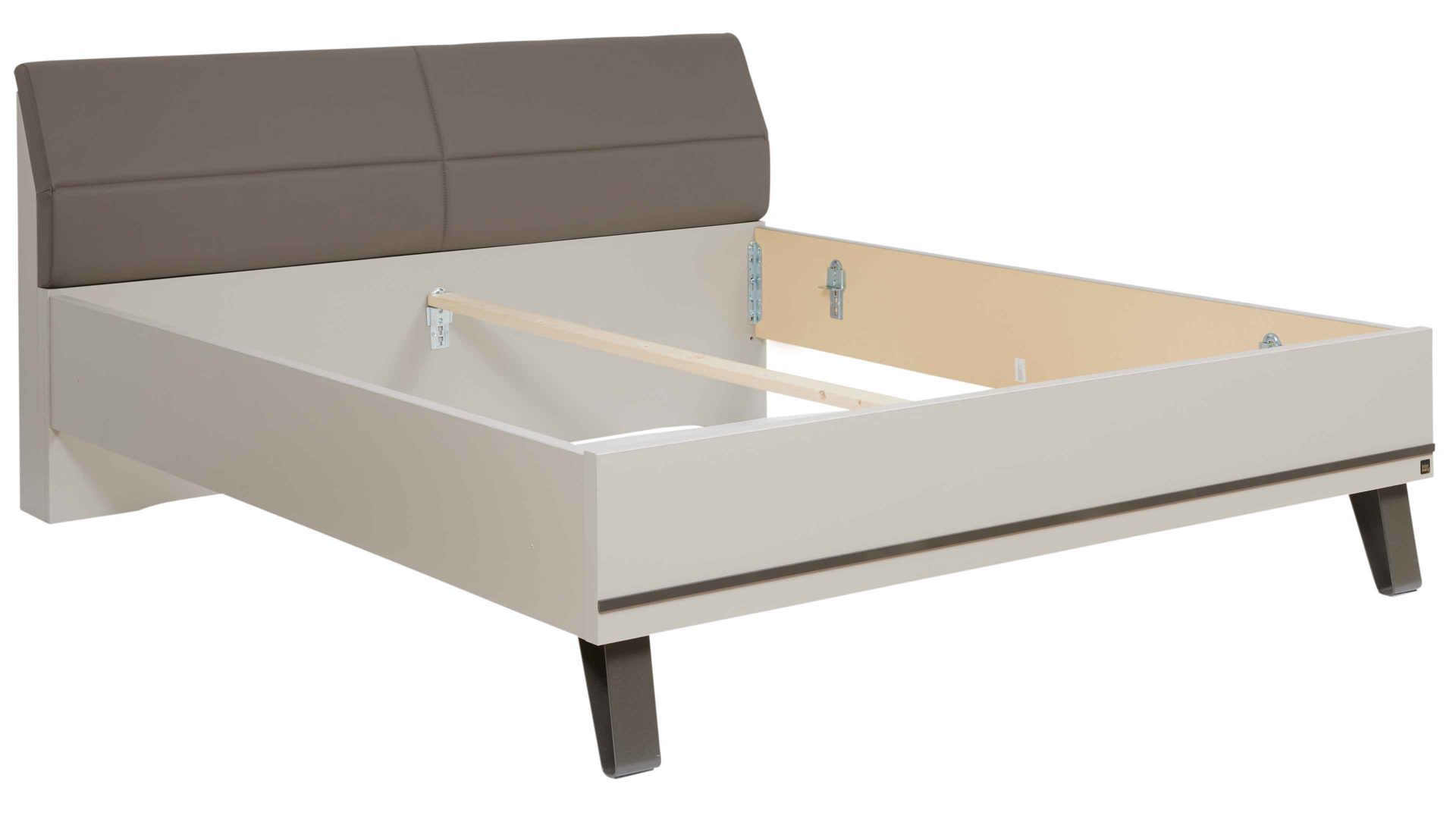 Bettgestell Interliving aus Holz in Weiß Interliving Schlafzimmer Serie 1032 – Bettgestell Kieselgrau & Havanna - Liegefläche ca. 180 x 200 cm