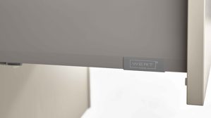 Einbauküche WERT KÜCHE® aus Holz in Grau WERT KÜCHE® Mattea mit privileg Einbaugeräten Kieselgrau & Nebraska Eiche - zweizeilig