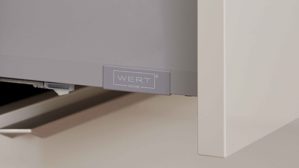 Einbauküche WERT KÜCHE® aus Holz in Grau WERT KÜCHE® Linda mit AEG Einbaugeräten Kieselgrau & Eiche Rillenoptik - Stellfläche ca. 285 x 365 cm