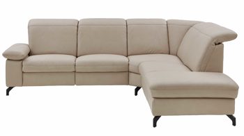 Ecksofa Steinpol polsteria aus Stoff in Beige Polstermöbel Serie Senturo System - Ecksofa sandfarbene Mikrofaser Kevin - Stellfläche ca. 280 x 245 cm