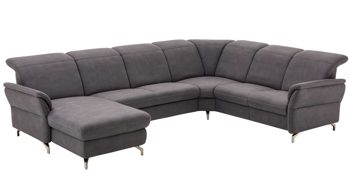 Ecksofa Steinpol polsteria aus Stoff in Dunkelgrau Polstermöbel Serie Senturo System - Wohnlandschaft dunkgelgraue Mikrofaser Atlantic - Stellfläche ca. 338 x 251 cm