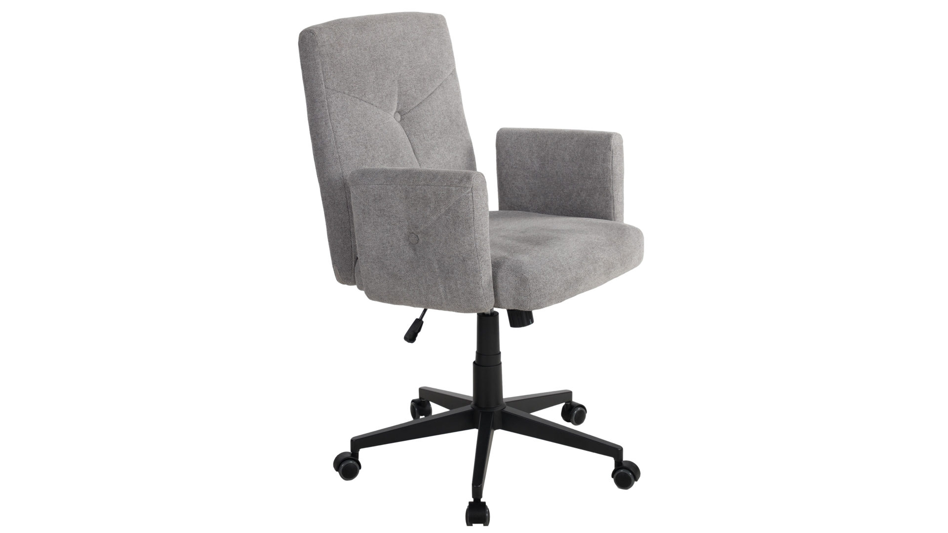 Bürostuhl Duo collection aus Stoff in Grau Schreibtischstuhl Bo grauer Webstoffbezug & schwarzes Drehkreuz