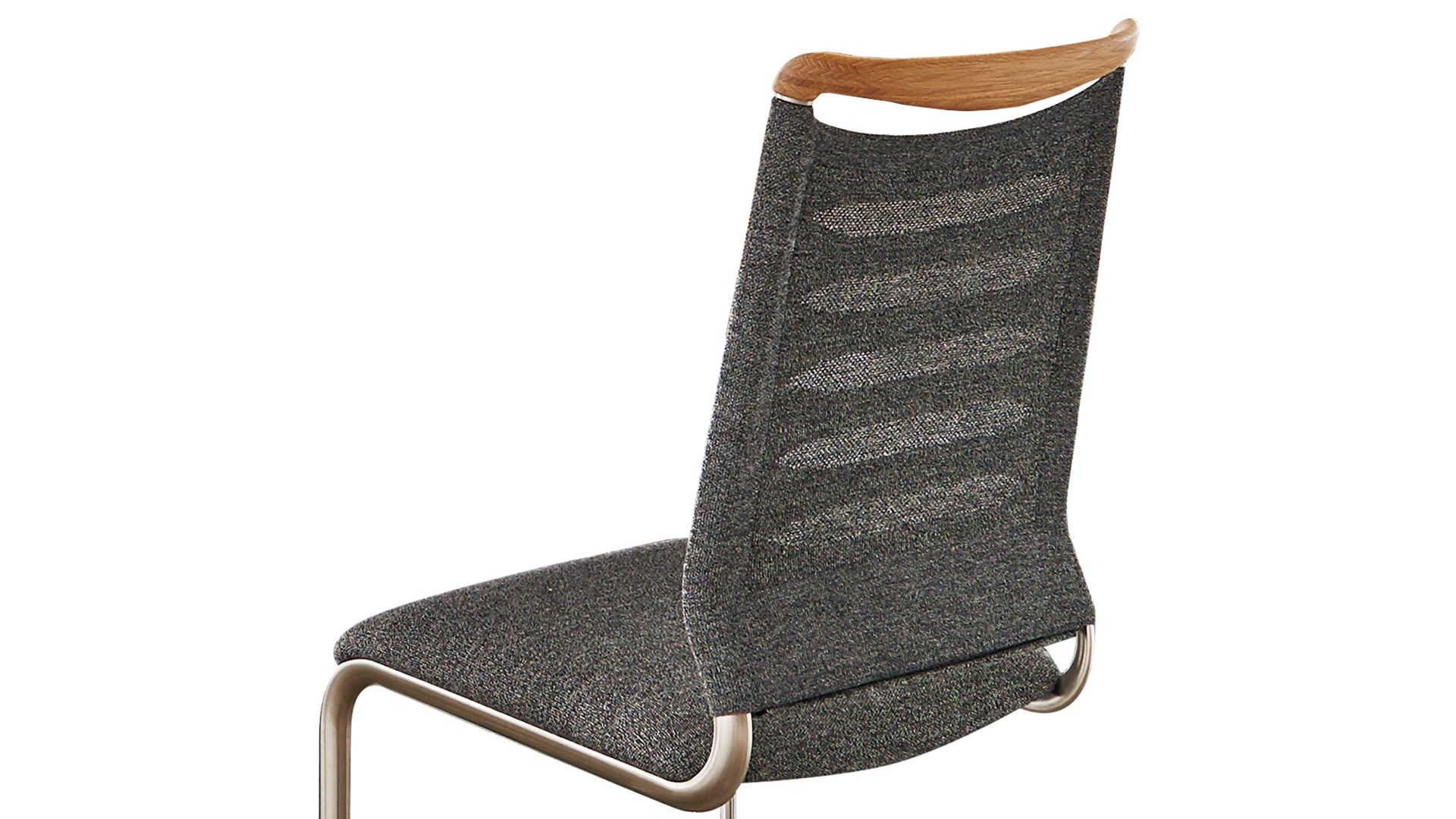 Schwingstuhl Venjakob aus Stoff in Grau VENJAKOB Schwingstuhl Lilli Plus bzw. Freischwinger steinfarbener Bezug Melange PS & edelstahlfarbenes Gestell