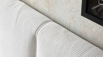 Boxspringbett Interliving aus Stoff in Hellgrau Interliving Boxspringbett Serie 1418 - Boxspringbett mit feinem Cordbezug silberfarbener Feincord – Liegefläche ca. 180 x 200 cm