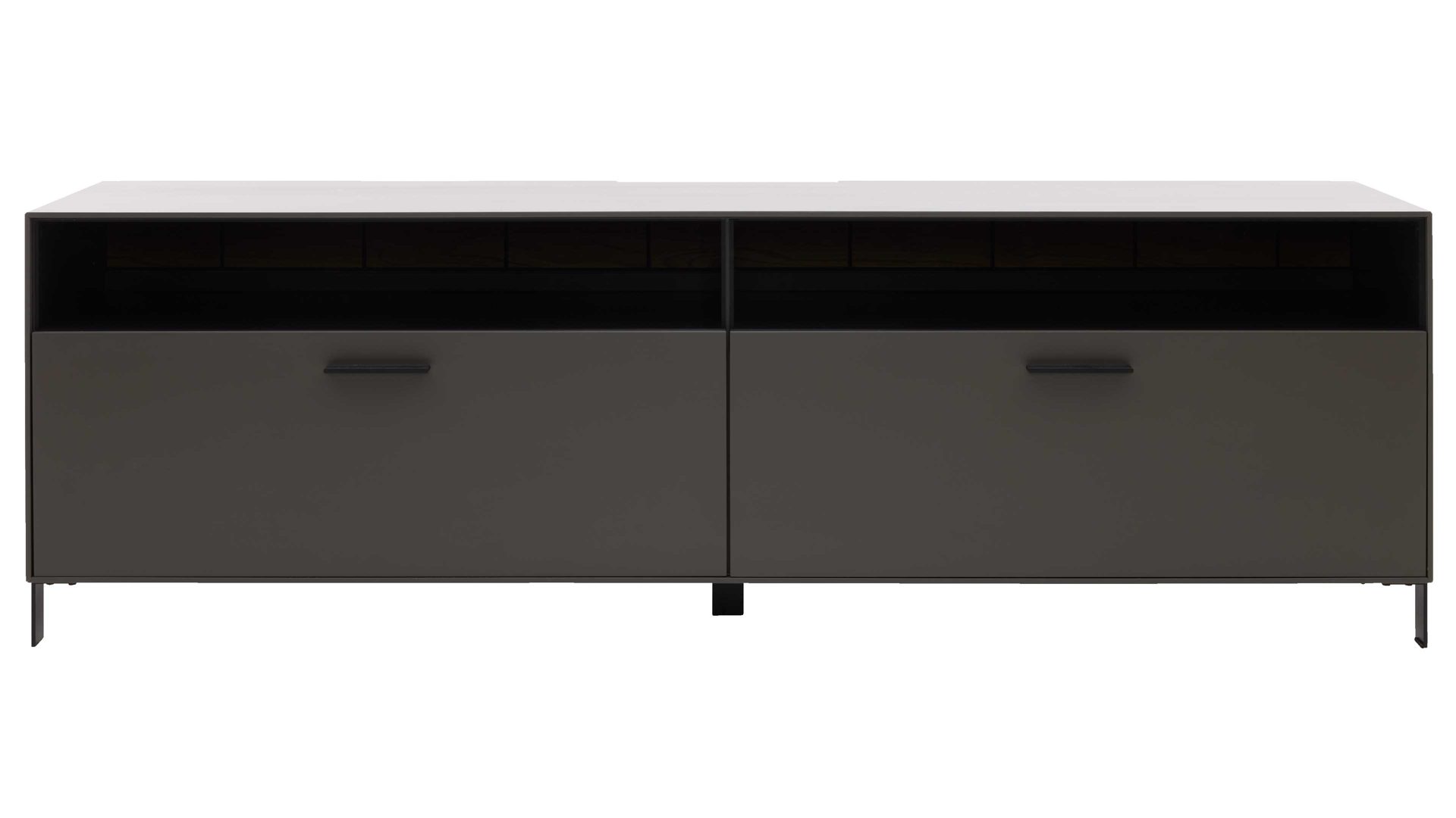 Lowboard Interliving aus Holz in Dunkelgrau Interliving Wohnzimmer Serie 2030 - Lowboard Wolfram Grey & Spaltholz - zwei Schubladen, Länge ca. 180 cm