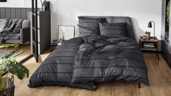 Bettwäsche-Set Ibena® aus Stoff in Anthrazit bugatti Bettwäsche-Set anthrazit-schwarz gestreifter Satin - zweiteilig, ca. 135 x 200 cm