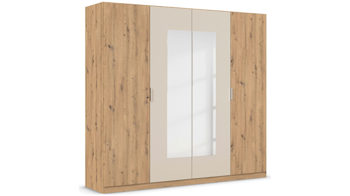 Kleiderschrank Rauch aus Holz in Holzfarben rauch BLUE Monza - Drehtürenschrank Spiegel & Eiche Artisan - Breite ca. 226 cm