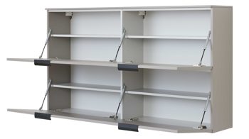 Schuhschrank Interliving aus Holz in Hellgrau Interliving Garderobe Serie 6012 - Hänge-Schuhschrank INL-106 graubeiger Mattlack - zwei Klappen, Breite ca.  160 cm