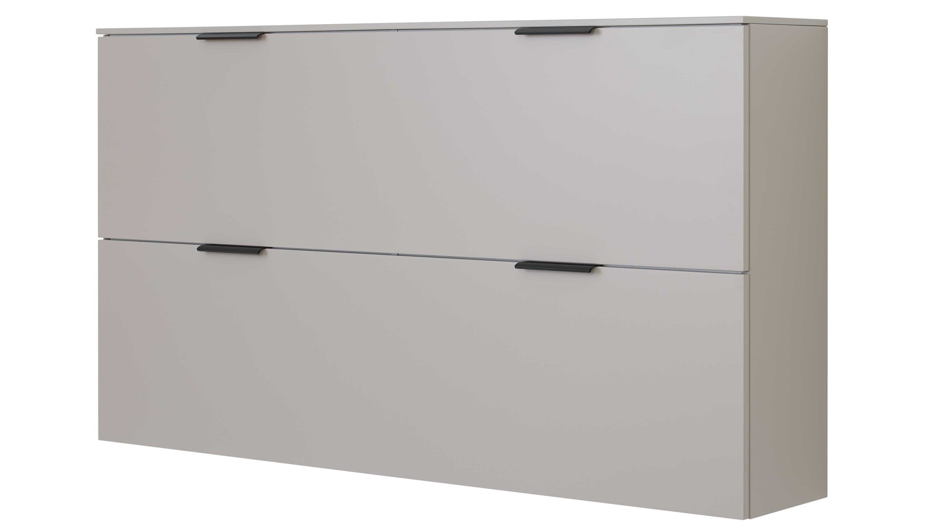 Schuhschrank Interliving aus Holz in Hellgrau Interliving Garderobe Serie 6012 - Hänge-Schuhschrank graubeiger Mattlack - zwei Klappen, Breite ca.  160 cm