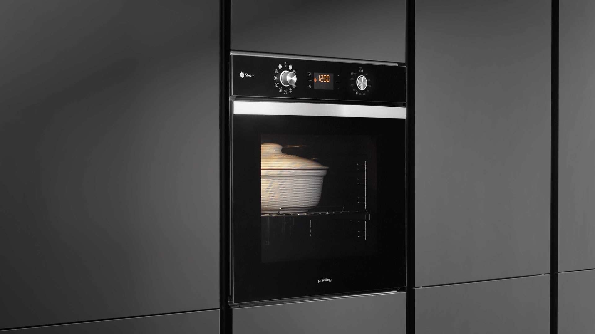 Einbauküche Express küchen aus Holz in Schwarz EXPRESS KÜCHEN Einbauküche Clean mit Einbaugeräten Mattschwarz - zweizeilig