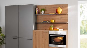 Einbauküche Express küchen aus Holz in Anthrazit EXPRESS KÜCHEN Einbauküche Win mit Geschirrspüler Anthrazit & Eiche astig - zweizeilig