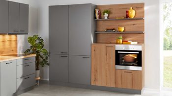 Einbauküche Express küchen aus Holz in Anthrazit EXPRESS KÜCHEN Einbauküche Win mit Geschirrspüler Anthrazit & Eiche astig - zweizeilig