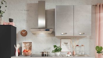 Einbauküche Pino aus Holz in Schwarz pino Einbauküche inklusive Einbaugeräte Grafit & Beton Weißgrau - Länge ca. 280 cm