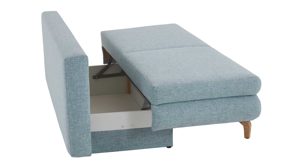 Schlafsofa Restyl aus Holz Metall Stoff in Türkis RESTYL Schlafsofa ROB - Querschläfer Stoff 55-6451 Türkis & Füsse Eiche hell- Liegefläche ca. 140 x 200 cm