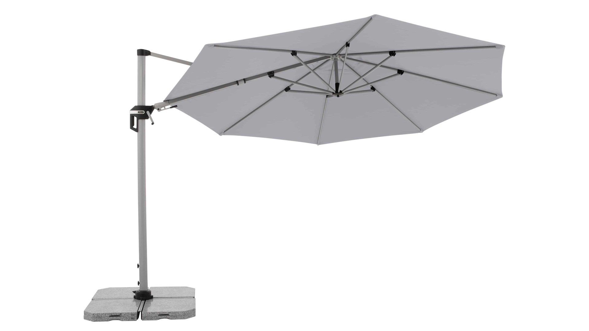 Sonnenschirm Doppler® aus Kunstfaser in Hellgrau doppler® Pendel-Sonnenschirm Active hellgraue Bespannung – Durchmesser ca. 370 cm