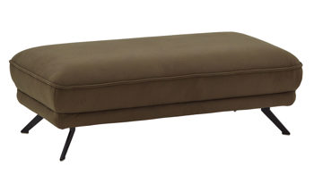 Polsterhocker Hukla® aus Stoff in Dunkelgrün Polsterprogramm VS-HU1173 - XXL-Hocker dunkelgrüner Microfaserbezug & schwarze Metallfüße - ca. 130 x 66 cm