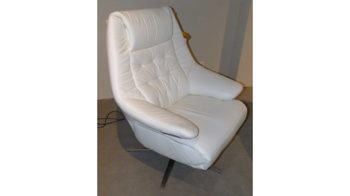 Relaxsessel Hukla aus Leder Metall in Weiß HUKLA Sessel HU-CA15017, Relaxsessel 2-motorig Small - weisses LongLife-Leder Torro & Edelstahl-Sternfuß