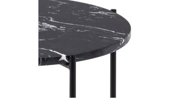 Beistelltisch Actona group aus Mineralmarmor /-guss Nachbildung in Schwarz Beistelltischserie Avila schwarze Marmoroptik & schwarzes Metallgestell - Höhe ca. 45 cm