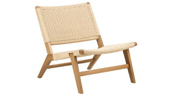 Einzelsessel Actona group aus Geflecht in Beige Lounge-Sessel Carson Cremefarben & Eichegestell