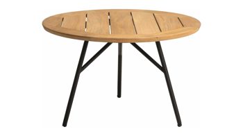 Gartentisch Stern® aus Holz in Holzfarben STERN® Tisch Serie Frida - Beistelltisch Teakholz & schwarzes Aluminium - Durchmesser ca. 55 cm