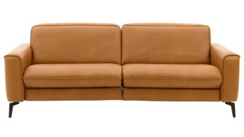 2,5-Sitzer Interliving aus Leder in Hellbraun Interliving Sofa Serie 4061 - 2,5-Sitzer 2,5KV parkettfarbenes LongLife-Leder Cloudy & schwarze Metallfüße - Länge ca. 190 cm