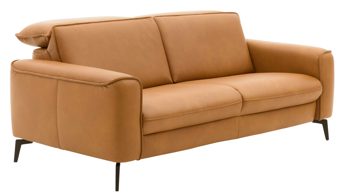 2,5-Sitzer Interliving aus Leder in Hellbraun Interliving Sofa Serie 4061 - 2,5-Sitzer 2,5KV parkettfarbenes LongLife-Leder Cloudy & schwarze Metallfüße - Länge ca. 190 cm