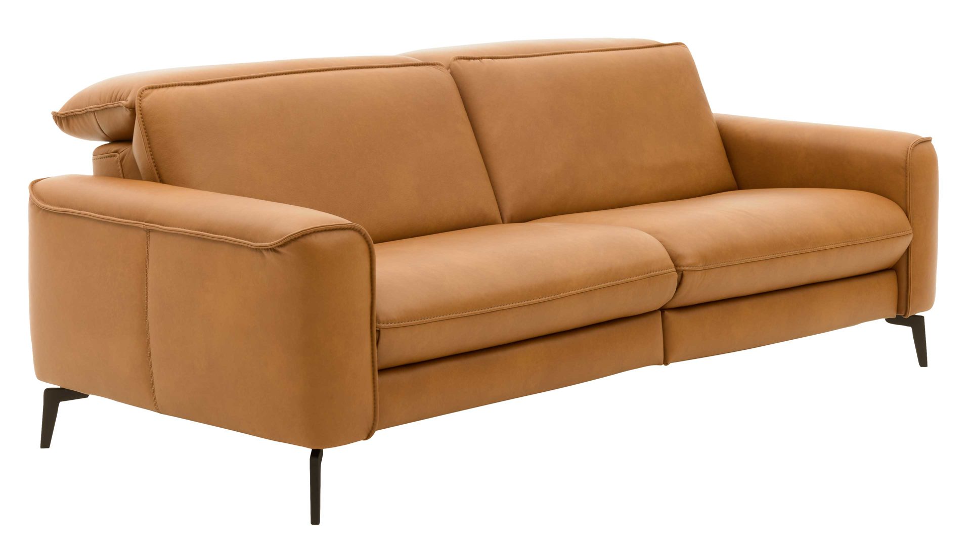 Zweisitzer Interliving aus Leder in Hellbraun Interliving Sofa Serie 4061 - Zweisitzer 2KV parkettfarbenes Leder Torro & schwarze Metallfüße - Länge ca. 160 cm