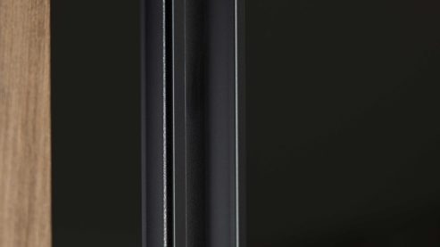 Kleiderschrank Interliving aus Holz in Schwarz Interliving Kleiderschrank Serie 1208 - Schwebetürenschrank 98436 Schwarzglas & Atlantic Eiche - zwei Türen, Breite ca. 298 cm