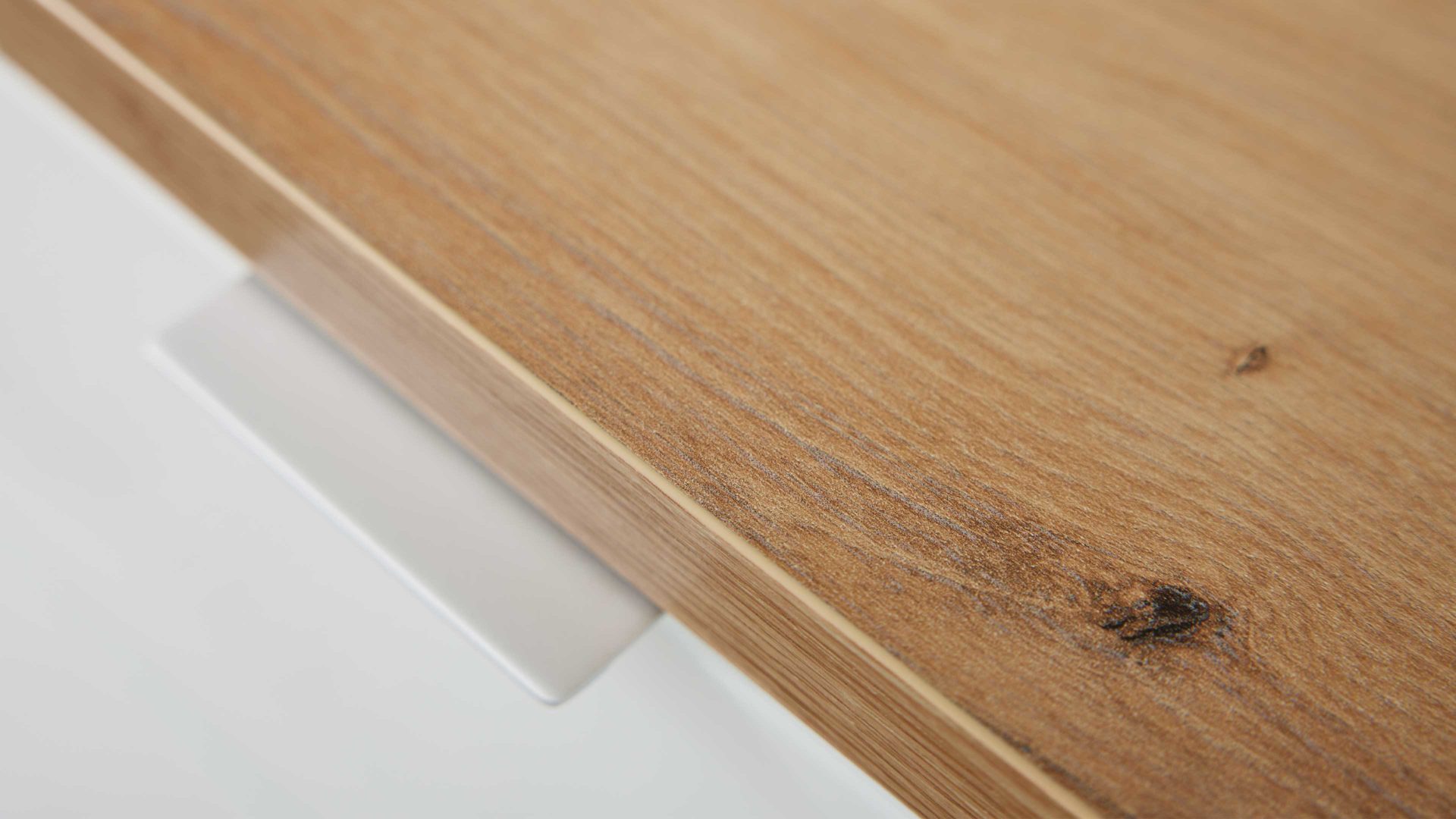 Schubladenkommode Interliving aus Holz in Weiß Interliving Kleiderschrank Serie 1208 - Schubladenkommode alpinweißes Glas &amp; Artisan Eiche - sechs Schubladen, Höhe ca. 114 cm