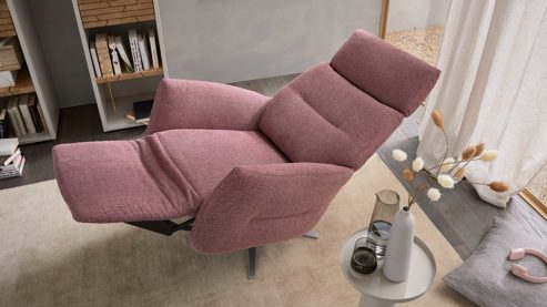 Relaxsessel Interliving aus Stoff in Rosa Interliving Sessel Serie 4504 pastellvioletter Bezug GCP 8 & Edelstahl