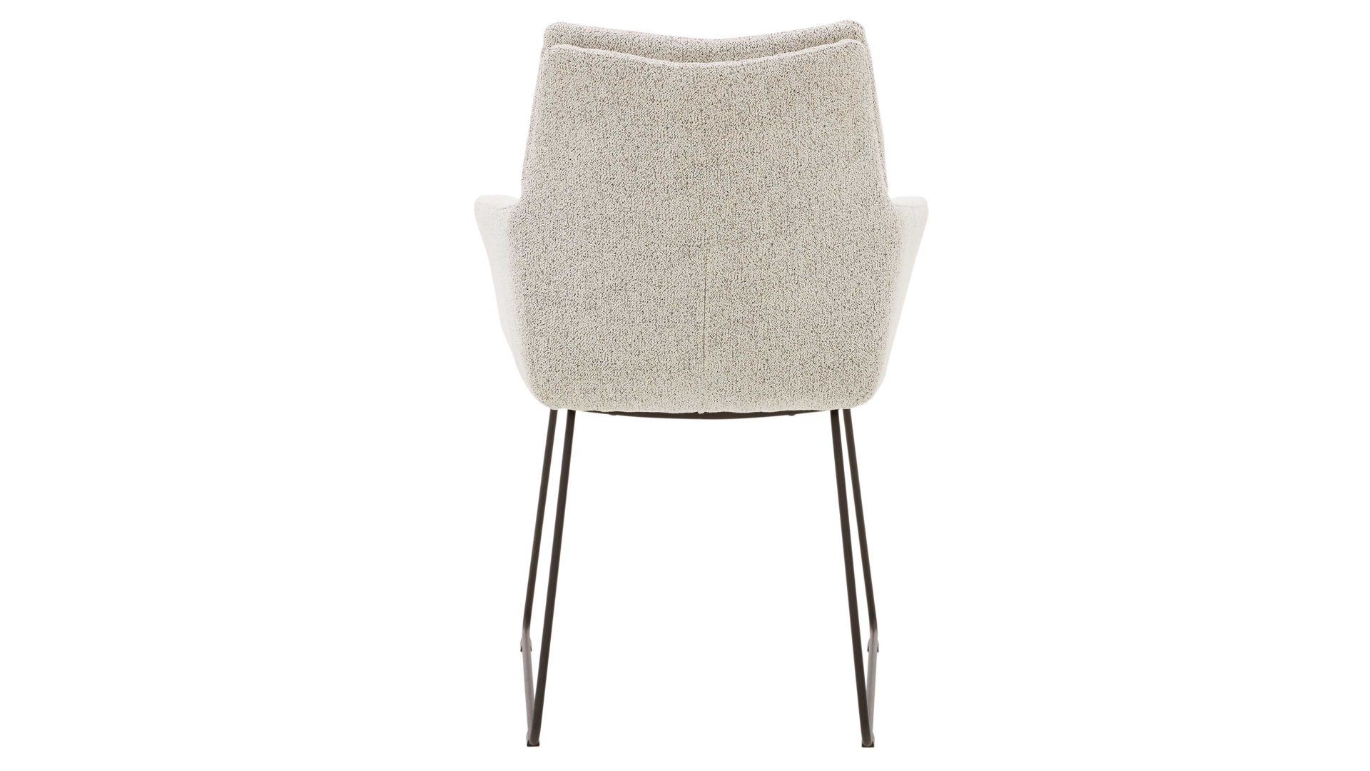 Polsterstuhl Interliving aus Stoff in Weiß Interliving Esszimmer Serie 5118 – Armlehn-Kufenstuhl 2312 champagnerfarbener Bouclé Elegant wish E07 & mattschwarzes Eisen