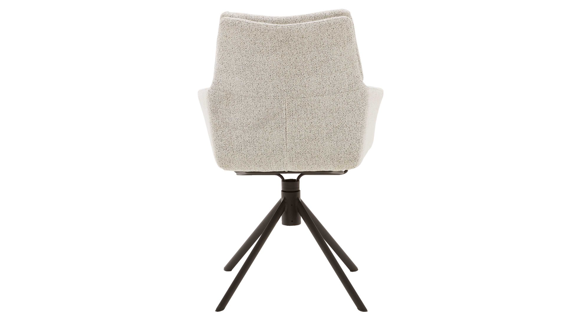 Polsterstuhl Interliving aus Stoff in Weiß Interliving Esszimmer Serie 5118 – Armlehnstuhl 2372 Move & Turn champagnerfarbener Bouclé Elegant wish E07 & mattschwarzes Eisen