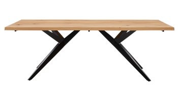 Esstisch Interliving aus Holz in Schwarz Interliving Esszimmer Serie 5118 – Esstisch Charakter-Eiche & mattschwarzes Eisen - ca. 180 x 100 cm