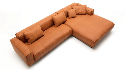 Sofa Freistil aus Leder in Bordeaux ROLF BENZ freistil 136 Polstergarnitur Eckgarnitur - FREI PLANBAR - Nubuk-Leder braunrot 9223, ca. 301 x 180 cm