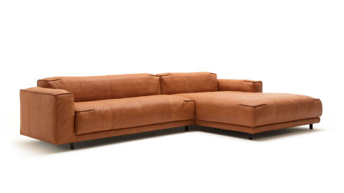 Sofa Freistil aus Leder in Bordeaux ROLF BENZ freistil 136 Polstergarnitur Eckgarnitur - FREI PLANBAR - Nubuk-Leder braunrot 9223, ca. 301 x 180 cm