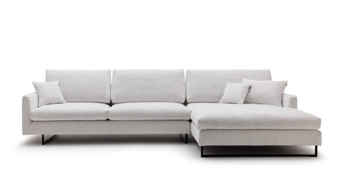 Sofa Freistil aus Stoff in Creme ROLF BENZ freistil 134 Polstergarnitur Eckgarnitur - FREI PLANBAR - Stoff 2300 cremeweiss, ca. 254 x 177 cm, Stahlkufe schwarz