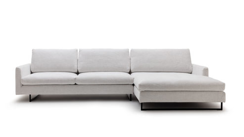 Sofa Freistil aus Stoff in Grau ROLF BENZ freistil 134 Polstergarnitur Eckgarnitur - FREI PLANBAR - Stoff 2304 olivgrau, ca. 254 x 177 cm, Stahlkufe schwarz