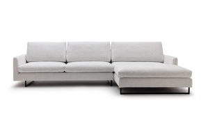 Sofa Freistil aus Stoff in Beige ROLF BENZ freistil 134 Polstergarnitur Eckgarnitur - FREI PLANBAR - Stoff 2301 hellelfenbein, ca. 254 x 177 cm, Stahlkufe schwarz