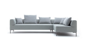 Sofa Freistil aus Metall Stoff in Hellgrau ROLF BENZ freistil 185 Polstergarnitur Eckgarnitur - FREI PLANBAR - Stoff signalgrau 1050, ca. 265 x 180 cm, Stahlwinkelfuss staubgrau