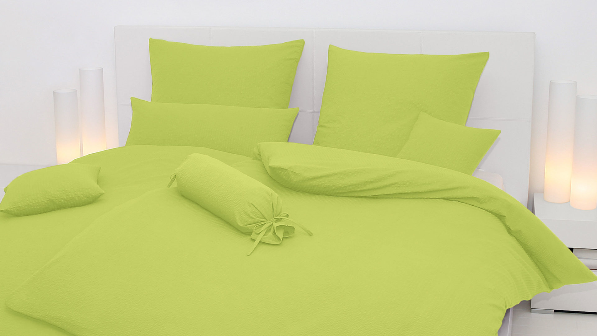 Bettwäsche-Set Janine® aus Naturfaser in Grün Janine® Bettwäsche-Set apfelgrün – ca. 135 x 200 cm