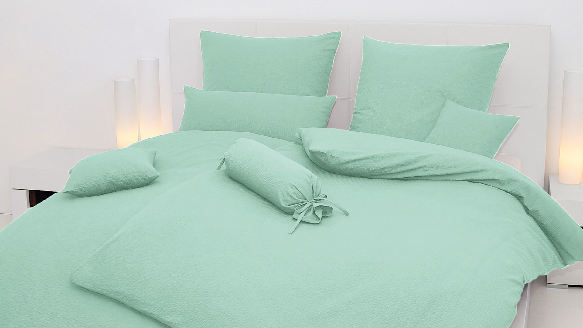 Bettwäsche-Set Janine® aus Naturfaser in Hellgrün Janine® Bettwäsche-Set hellgrün – ca. 200 x 200 cm