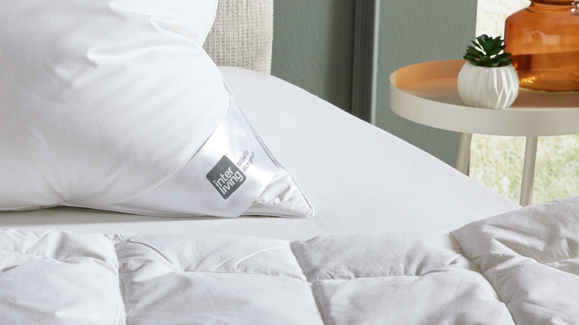Kopfkissen Interliving aus Stoff in Weiß Interliving Kopfkissen Serie 9205 - Daunenkissen 70 % Federn & 30 % Daunen, ca. 950 g - ca. 80 x 80 cm