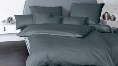 Bettwäsche-Set Janine® aus Naturfaser in Anthrazit Janine® Bettwäsche-Set Anthrazit - ca. 135 x 200 cm