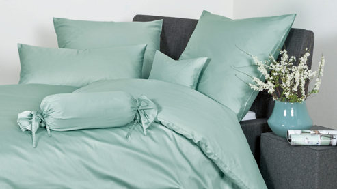 Bettwäsche-Set Janine® aus Naturfaser in Fichte Janine® Bettwäsche-Set Rauchgrün - ca. 200 x 200 cm