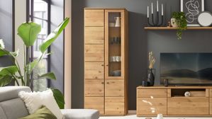 Vitrine Interliving aus Holz in Holzfarben Interliving Wohnzimmer Serie 2028 - Vitrine Wildeiche - vier Türen, Breite ca. 82 cm