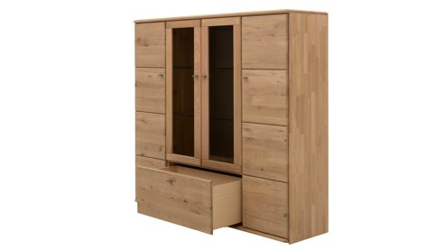 Highboard Interliving aus Holz in Holzfarben Interliving Wohnzimmer Serie 2028 - Highboard Wildeiche - vier Türen, ein Auszug, Breite ca. 162 cm