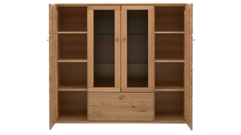 Highboard Interliving aus Holz in Holzfarben Interliving Wohnzimmer Serie 2028 - Highboard Wildeiche - vier Türen, ein Auszug, Breite ca. 162 cm